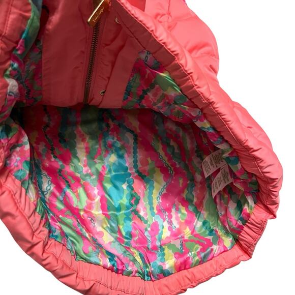 Lilly Pulitzer Women Isabelle Puffer Down Vest Pink Floral Lining XS - Picture 2 of 7